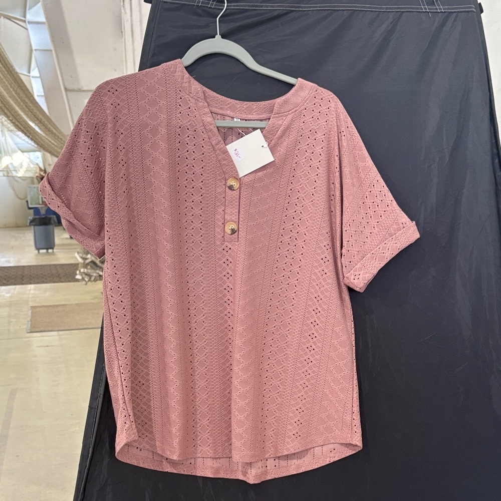 Elegant Mauve Women's Blouse with Button Detail